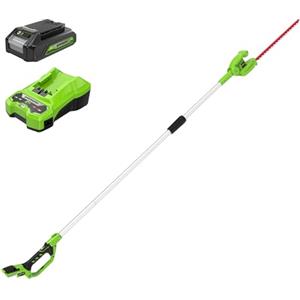 Greenworks G24PH51K2 Tagliasiepi ad Asta a Batteria con Albero Divisibile, Lame 51cm a Doppia Azione, Taglia Fino a 18mm, Testa Rotante a 125°, 1500spm, Batteria 24V e Caricabatterie, Garanzia 3 Anni