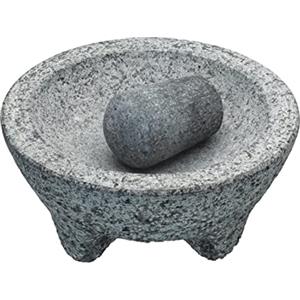 KitchenCraft World of Flavours Set pestello e mortaio messicano, granito naturale, 20 cm (8''), grigio