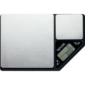 Taylor KitchenCraft Bilancia da Cucina Digitale a Doppia Piattaforma, Taylor Pro Professional Standard, Precisione e Funzione Tara, Acciaio Inox Spazzolato, Capacità 5kg Nero/Argento