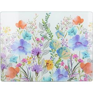Creative Tops Protezione per Piano di Lavoro, Tagliere in Vetro, Top Cucina con Motivo Floreale, 40 x 30 cm