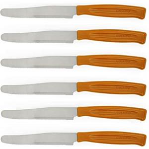 Excelsa Rainbow Set 6 Coltelli Da Tavola Seghettati, Acciaio Inox, Arancio