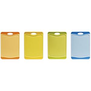 Excelsa Security Tagliere Antibatterico, Arancio/Giallo/Verde/Azzurro, 20x14x1 cm