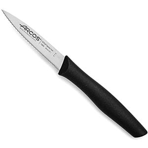 Arcos Serie Nova - Spelucchino Coltello per sbucciare Serrato - Lama Acciaio Inossidabile Nitrum 85 mm - Manico Polipropilene Colore Nero