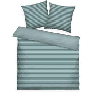 Herding TOM TAILOR Biancheria da Letto Renforcé, 2*80x80 + 200x220 cm, 100% Cotone/Renforcé, Con Motivo Reversibile e Cerniera Colorata, STRISCE MEDIE Turchesi (Fresh Sage, Smokey Sage)