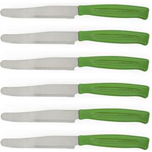 Excelsa Rainbow Set 6 Coltelli Da Tavola Seghettati, Acciaio Inox, Verde