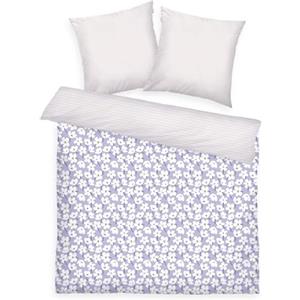 Herding TOM TAILOR Biancheria da Letto Renforcé, 2*80x80 + 200x220 cm, 100% Cotone/Renforcé, Con Motivo Reversibile e Cerniera Colorata, FRESH FLOWERS Viola, Bianco (Soft Lilac & Off White)
