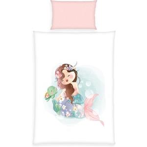 Herding Babybest Biancheria da Letto Sirena, Federa Circa 40 x 60 cm con Inserto Hotel, Copripiumino Circa 100 x 135 cm con Pratica Abbottonatura, 100% Cotone