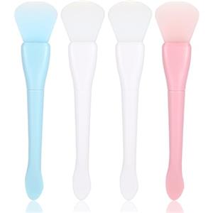 Lusofie 4 pennelli per il viso in silicone a doppia testa morbida spazzola per maschera facciale fai da te strumenti per la cura della pelle pennello in silicone adatto per fondotinta lozione trucco