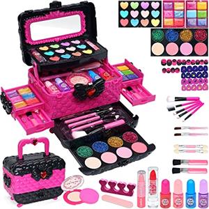 EVACOK Set di Trucchi per Bambini e Bambine - 57 Pezzi, Set da Trucco per Bambini per Ragazze, per Halloween, Natale, Compleanno per Ragazze 4, 5, 6, 7, 8, 9, 10-12 anni