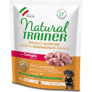 Natural Trainer Sensitive No Gluten - Alimento Secco Completo per Cani Adulto Small & Toy con Coniglio - 800g