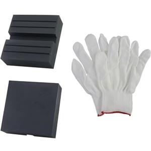 JRSHIRLEYLTD 2 cuscinetti quadrati in gomma per cric carrello, cuscinetti universali con 1 paio di guanti in nylon, adattatori per cric sollevatore, ammortizzatori auto (nero)