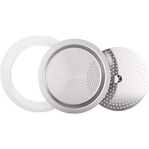 bonVIVO Intenca Pratico Set Con 3 Ricambi - Include Una Guarnizione Sigillante in Gomma, Un Setaccio in Acciao Inox E Un Filtro Di Riduzione per La Caffettiera Intenca