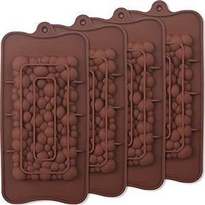ionEgg Bubbles Break Apart stampi in silicone per barrette di cioccolato, stampi per barrette proteiche ed energetiche fatti in casa, 4 confezioni