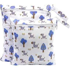 Criveple 2 Pezzi Wetbag Pannolini Riutilizzabile, Wetbag Borsa per Pannolini Lavabili, Wet Bag Borsa Wetbag Pannolini con Doppia Cerniera, Bambino Bag per Viaggi Spiaggia Piscina Gym (Blu)