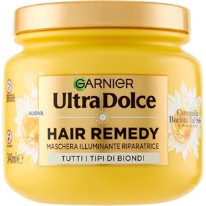 Garnier Maschera Illuminante Riparatrice, Per Tutti i Tipi di Capelli Biondi, Capelli più Morbidi e Luminosi, Arricchita con Camomilla e Miele di Fiori, Hair Remedy, Ultra Dolce, 340 ml