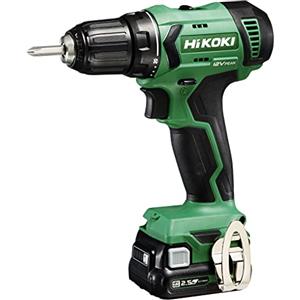 HiKOKI HIK-DS12DAWFZ-Mandrino trapano avvitatore a batteria 12V 10mm 38Nm con 2 batterie 2,5 Ah caricabatterie e valigetta, 1 V, Nero, 3/8_pollice