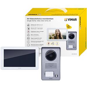Vimar K40915 Kit Videocitofono Touch Screen Monofamiliare con Alimentatore Multispina, Grigio la Targa Esterna-Bianco Il Monitor