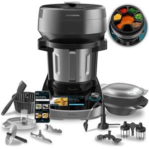 Cecotec Robot da Cucina Multifunzione con dispenser alimentare Mambo CooKing Unique. 2200 W, 45 funzioni, migliaia di ricette guidate, brocca unica da 5 l, accessori: vaporiera o pala per stufati