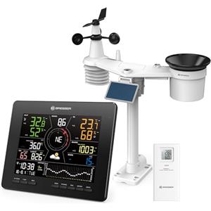 Bresser Stazione meteo radio WLAN 4CAST MD: previsioni meteo dettagliate 7 giorni 24 ore, connessione Wi-Fi, sensore esterno solare 7 in 1, monitoraggio del clima interno, espandibile con sensori