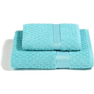 Caleffi - Set Asciugamani Bagno Viso e Bidet Morbida Spugna 100% Cotone Jacquard, 1 Asciugamano Viso 60x110 cm + 1 Asciugamano Bidet Ospite 40x60 cm Assorbenti Resistenti a Lavaggi Frequenti, Durevoli