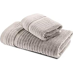 Caleffi Stripe Asciugamano con Ospite, Cotone , Naturale, Standard, 73858