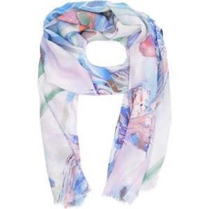 QUEEN HELENA Sciarpa Leggera Fantasia Foulard Morbido Colorato Casual Donna SC024-3 (SC024-5 Azzurro)