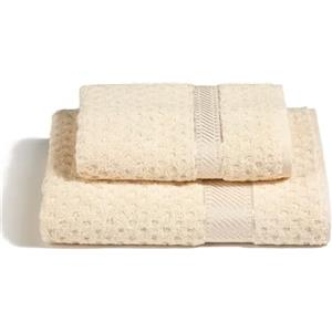 Caleffi - Set Asciugamani Bagno Viso e Bidet Morbida Spugna 100% Cotone Jacquard, 1 Asciugamano Viso 60x110 cm + 1 Asciugamano Bidet Ospite 40x60 cm Assorbenti Resistenti a Lavaggi Frequenti, Durevoli