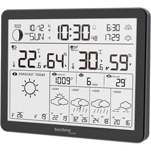 techno line WD3000 - Stazione meteo con 4 giorni previsioni meteo, incluso trasmettitore esterno, dati sulla stazione e sul cellulare (app direct weather)