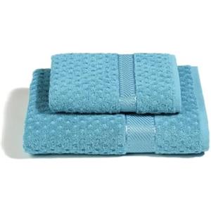 Caleffi - Set Asciugamani Bagno Viso e Bidet Morbida Spugna 100% Cotone Jacquard, 1 Asciugamano Viso 60x110 cm + 1 Asciugamano Bidet Ospite 40x60 cm Assorbenti Resistenti a Lavaggi Frequenti, Durevoli