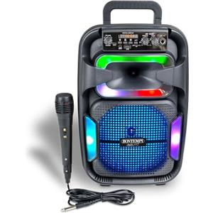 Bontempi | SonicSync - Amplificatore Wireless Karaoke con Microfono Dinamico, Effetti Luminosi, Regolatore Alti e Bassi, Funzione TWS, 38,2x24,9x21,9 cm