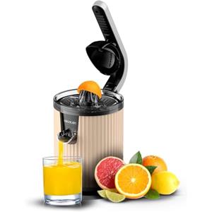 Cecotec Spremiagrumi elettrico a braccio per arance e agrumi Xqueeze RetroJuice 600 Beige. 600 W, stile retrò, filtro in acciaio inox, cono in plastica, leva per estrarre la polpa, antigoccia