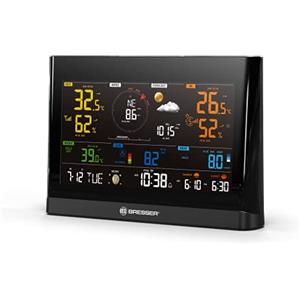 Bresser Stazione base aggiuntiva per 7003300 WLAN Comfort Meteo Center Radio Stazione Meteo con display a colori e sveglia integrata, colore: Nero