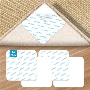 NEUTYPECHIC 16 Pezzi Antiscivolo per Tappeti, 10 * 10 cm Tappeto Antiscivolo Adesivi Riutilizzabili Adesivi Lavabili, Ferma Tappeto Antiscivolo antiscivolo tappeto sottotappeto antiscivolo, Bianco