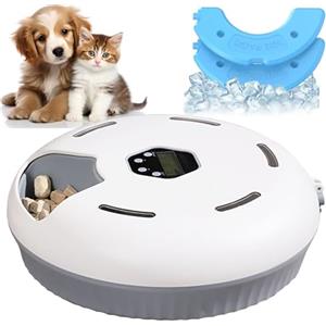 Ayolofei Distributore Automatico Cibo Gatti Umido, Erogatore Cibo Animali Refrigerante con Display Intelligente Timer e 2 Scatole Frigo, Erogatore 6 Pasti a Refrigerante Automatica Senza Fili per Gatti e Cani
