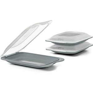 TATAY Set di 3 unità di Contenitori Alimentari per Salumi Fresh Mini, Polypropylene, Anthracite Grey, 12 x 3,1 x 18 cm
