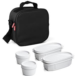 Tatay Urban Food Casual, Borsa Termica Porta Pranzo, 3L Capacità, con 4 Contenitori Alimentari, 2 x 0.5 L, 2 x 0.2 L, senza BPA, Nero, 22.5 x 10 x 22 cm