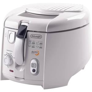 De'Longhi F28533.W1 RotoFry Friggitrice con Cestello Rotante, Frittura Leggera, Facile Pulizia Grazie alla Vasca Removibile, Termostato Regolabile, Timer con Segnale Acustico, Capacità olio 1,3L