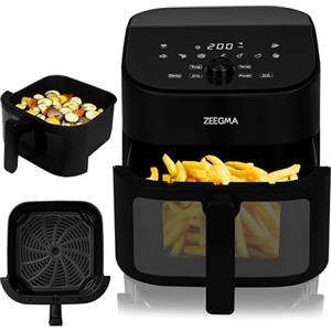 Zeegma Knapper Chef - Friggitrice ad Aria 1600W, 6,5L con 9 Programmi Automatici, Cottura Veloce in 60 Secondi, Pannello LCD Touch, Rivestimento Antiaderente, Pulizia Facile in Lavastoviglie