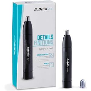 BaByliss For Men E650E Tagliapeli Naso, Orecchie, Testina Circolare, a Batterie, Nero