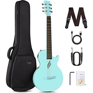 Enya Chitarra Elettrica per Bambini - 35'' Blu Nova Go SP1 Kit Chitarra Elettrica Acustica in Fibra di Carbonio con Pickup Cavo di Ricarica Cavo Audio Gig Bag per Kids Adulti Principianti Viaggio