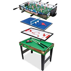 Teorema Giocattoli, Tavolo Multigioco 4 in 1 con Calcio Balilla, Tavolo Ping Pong, Air Hockey e Biliardo, Struttura in Legno, Accessori Inclusi, per Adulti e Bambini