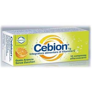 Cebion Integratore di Vitamina C Effervescente Senza Zucchero - Gusto Arancia - 10 Compresse