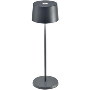 Zafferano Olivia Pro - Lampada da Tavolo Ricaricabile con Controllo Touch, IP65, Altezza 35 cm, Grigio Scuro