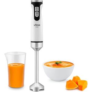 Ufesa Solar Frullatore a Mano, Potenza 1200W, 12 Velocità + TURBO, 4 Lame in Acciaio Inossidabile, Design Ergonomico e Anti-Splash, Bicchiere Graduato, Senza BPA