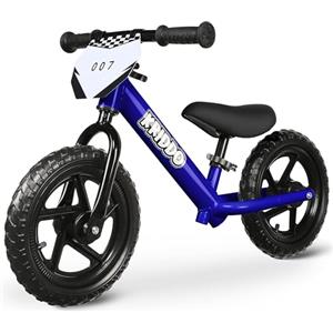 KRIDDO Bici per bambini 2 anni, età 18 mesi a 5 anni, 12 pollici push bike con piastra personalizzata (3 set di adesivi inclusi), bicicletta regalo per 2-3 ragazzi ragazze (Blue)