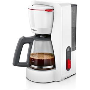 Bosch Macchina da Caffè Americano MyMoment TKA3M131, 1200 W, Capacità fino a 10 Tazze, Filtro Removibile, Caraffa in Vetro, Sistema Antigoccia, Serbatoio Rimovibile, Facile Decalcificazione, Bianco