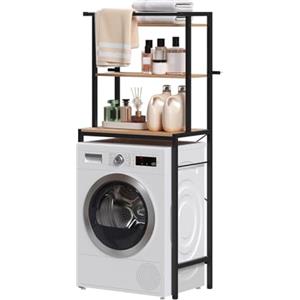 EUGAD Scaffale sopra Lavatrice a 3 Livelli, Mobile sopra WC Autoportante con Asta di Sospensione, Mobile sopra Lavatrice per Bagno o Lavanderia, 67x40x162cm