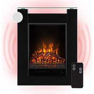 KLARSTEIN Camino Elettrico 1800 W, Camino Finto a Riscaldamento Elettrico a Basso Consumo, Fuoco Finto LED, Termocamino con Telecomando, Termostato e Timer Settimanale