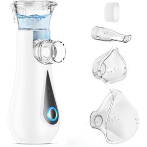 GIBOHOM Aerosol Portatile Silenzioso, Ultrasuoni Macchina Aerosol Adulti e Bambini, Ricarica USB-C Apparecchio Aerosol, Nebulizzatore Aerosol con 2 Maschere e Boccaglio, per Uso Domestico e in Viaggio, Nero