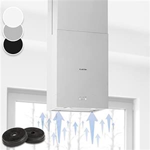 Klarstein Structura - Cappa a Isola, Classe Energetica: A, Scarico o Ricircolo, 3 Livelli, Ricambio d'Aria: 641 m³/h max., 41 x 35,5 cm, Luce LED, Filtri ai Carboni Opzionali, Acciaio Inox